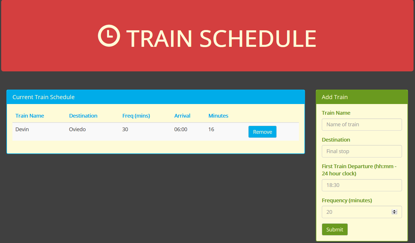 Train Schedule